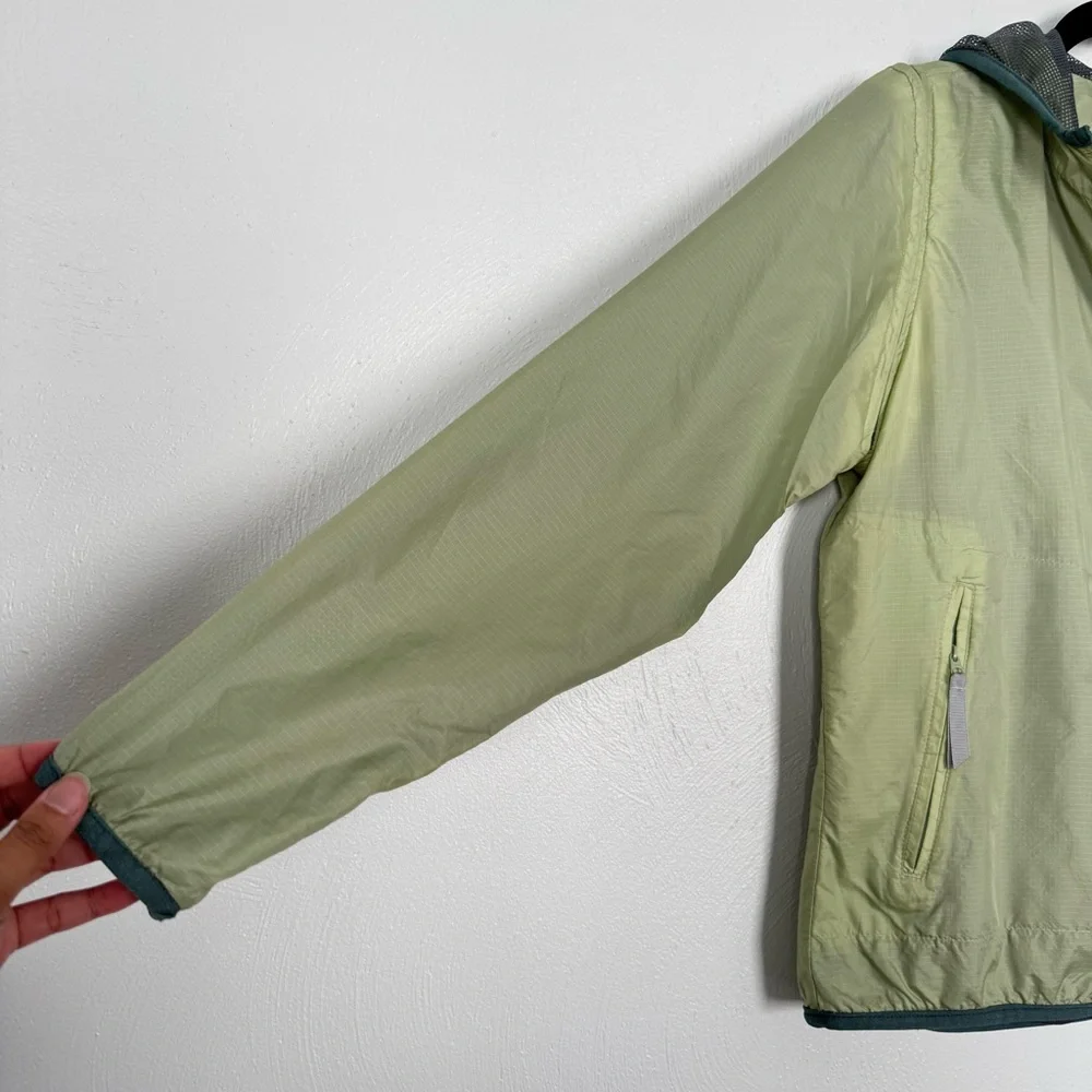 Woolrich Jacket Women Small Green Nylon Windbreaker Removable‎ Sleeves Outdoor